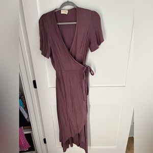 NEVER WORN wrap high low midi dress. Gorgeous and super flattering!